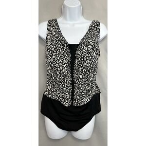 Inches Away‎ Swimsuit Black White Beach Womens Vacation Sz 18W
